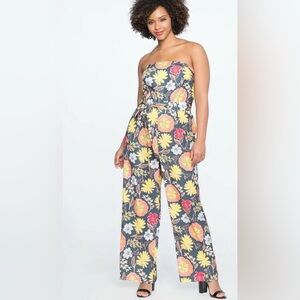 Eloquii Fabulous Jumpsuit strapless floral